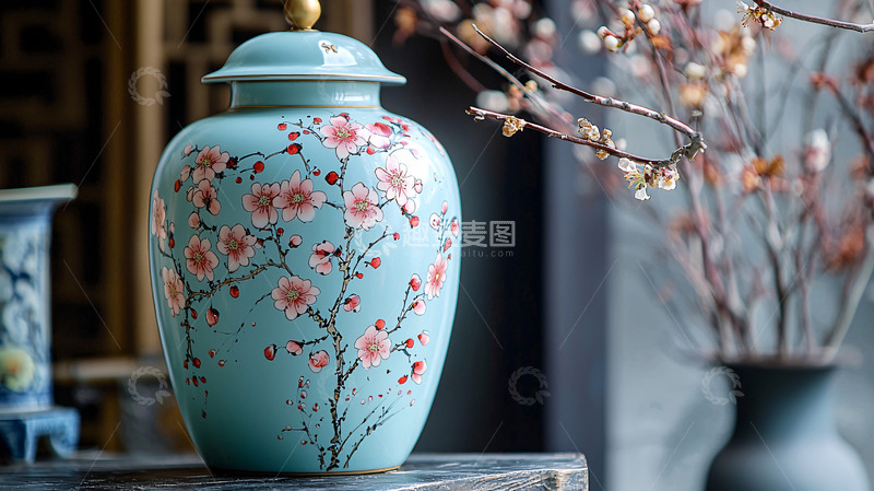 高清大图下载【趣麦麦图】青花瓷梅瓶