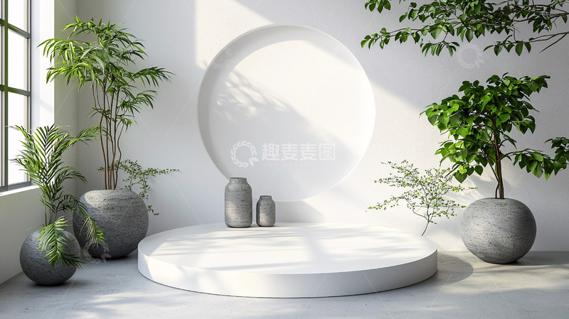 高清大图下载【趣麦麦图】极简风白色圆形展示台