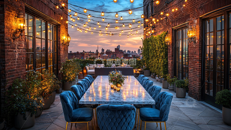 高清大图下载【趣麦麦图】纽约都市夜景露台餐厅