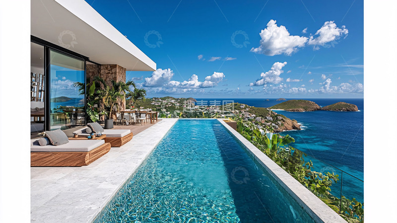 高清大图下载【趣麦麦图】海景别墅无边泳池