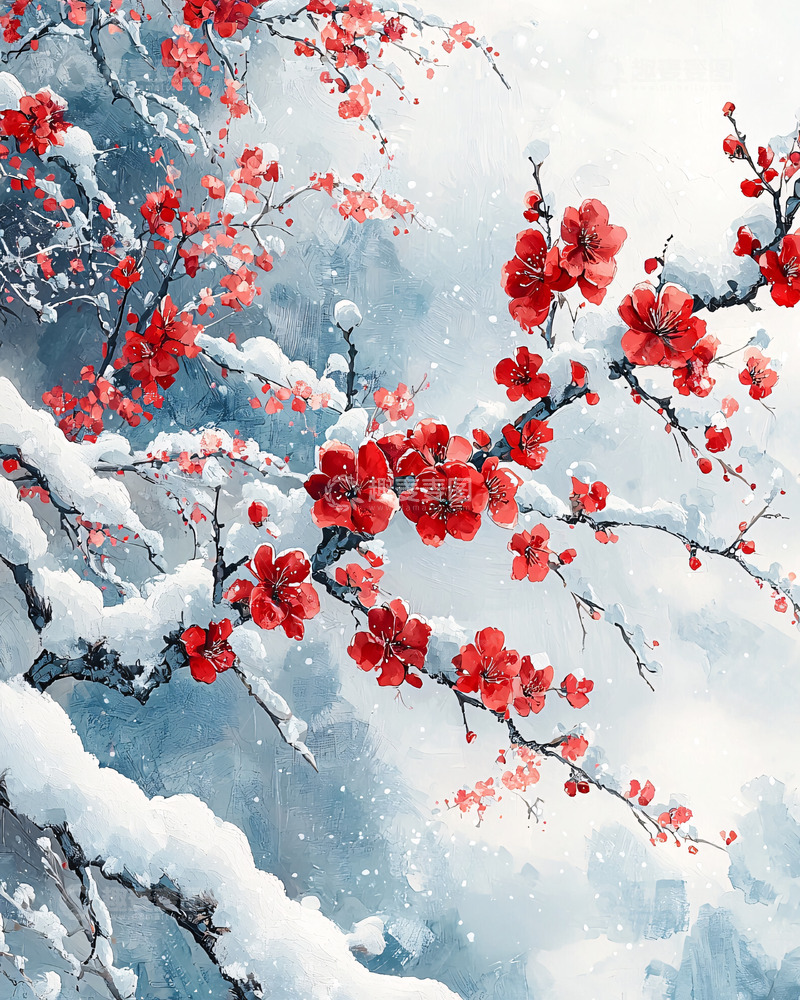 高清大图下载【趣麦麦图】雪中红梅