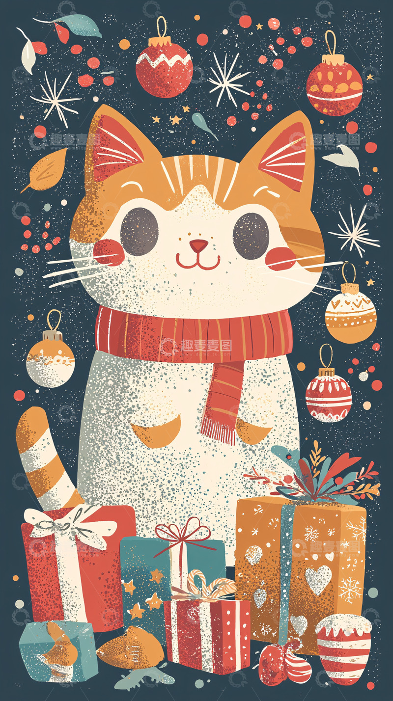 高清大图下载【趣麦麦图】圣诞猫咪
