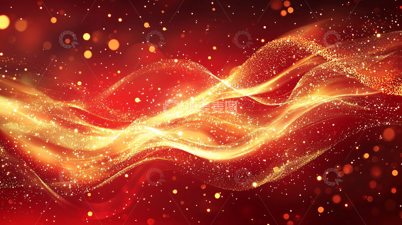 高清大图下载【趣麦麦图】红色粒子光波背景