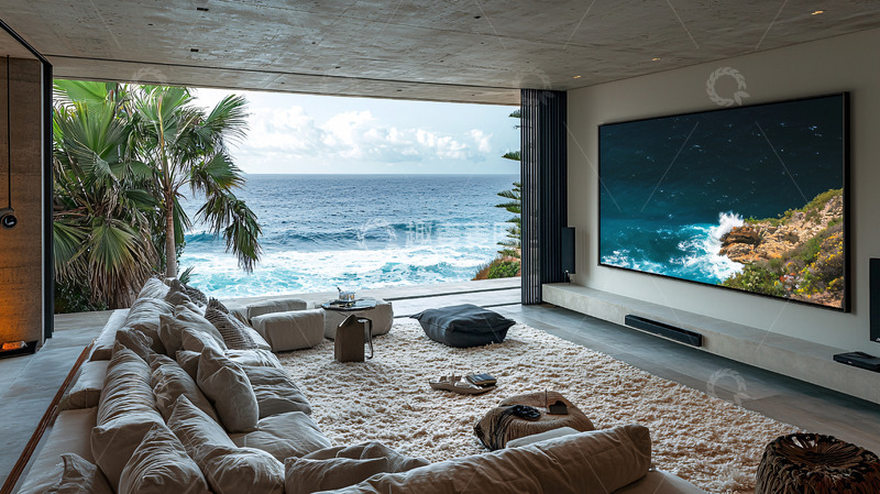 高清大图下载【趣麦麦图】海景房客厅落地窗