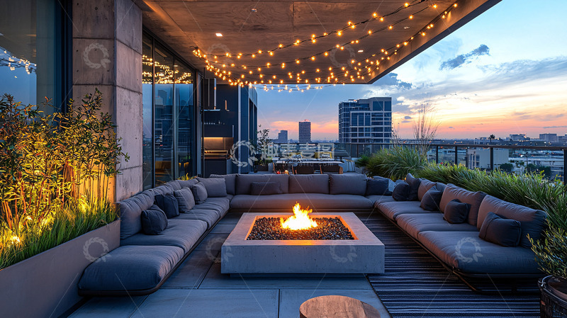 高清大图下载【趣麦麦图】高端公寓露台夜景