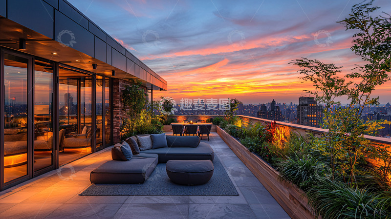 高清大图下载【趣麦麦图】高端公寓露台夜景