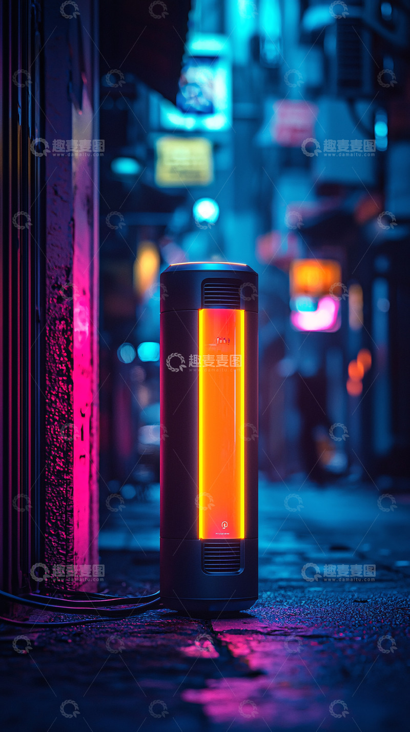 高清大图下载【趣麦麦图】霓虹灯照亮的城市小巷