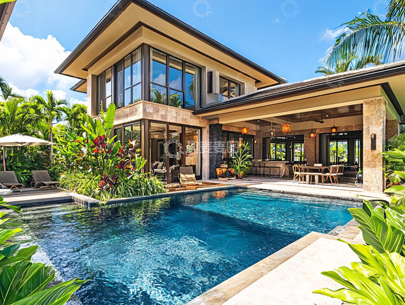 高清大图下载【趣麦麦图】豪华别墅泳池花园