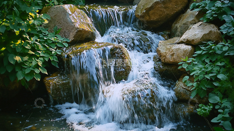 高清大图下载【趣麦麦图】石头瀑布流水