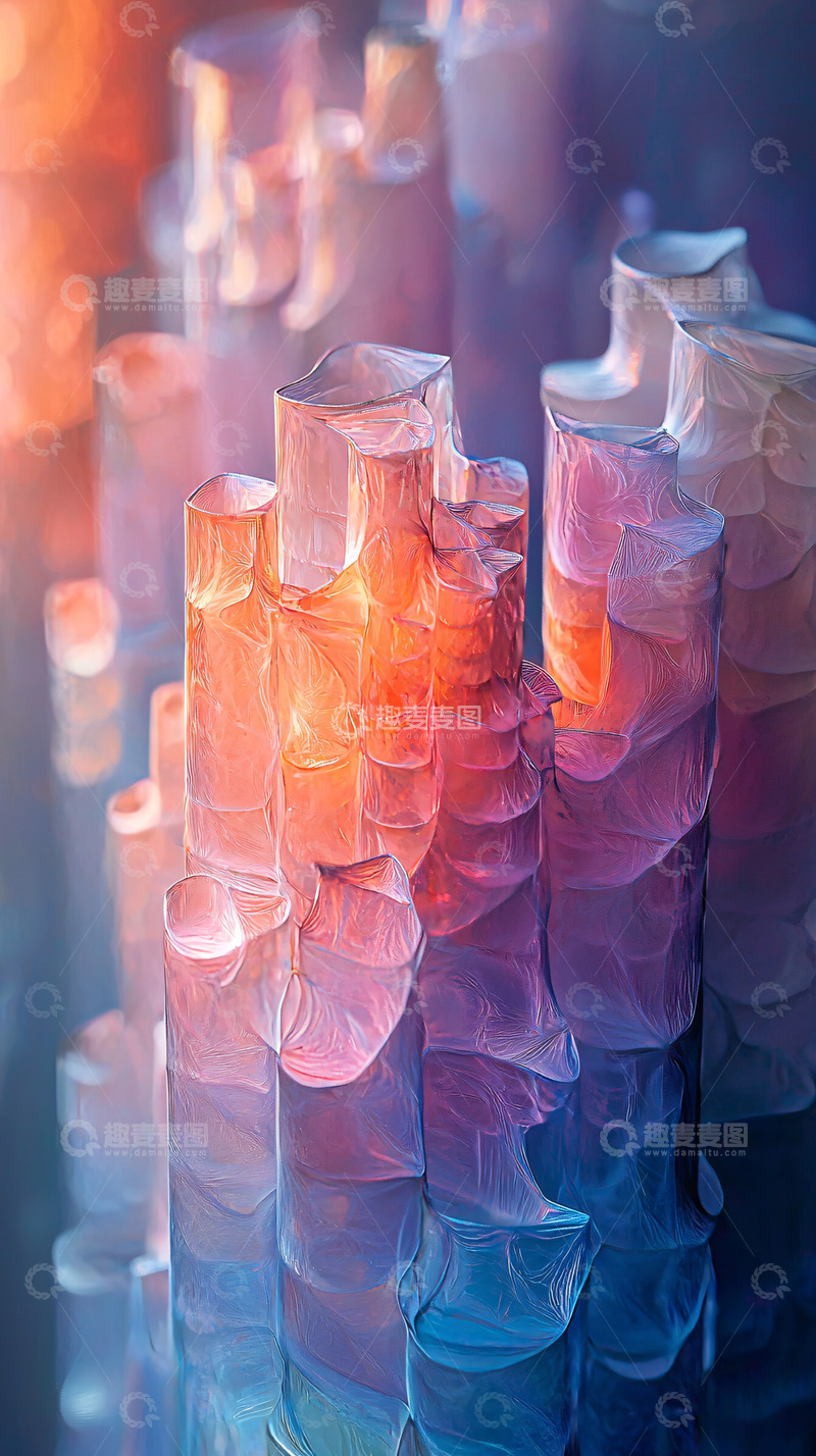 高清大图下载【趣麦麦图】抽象柱状结构渐变色彩