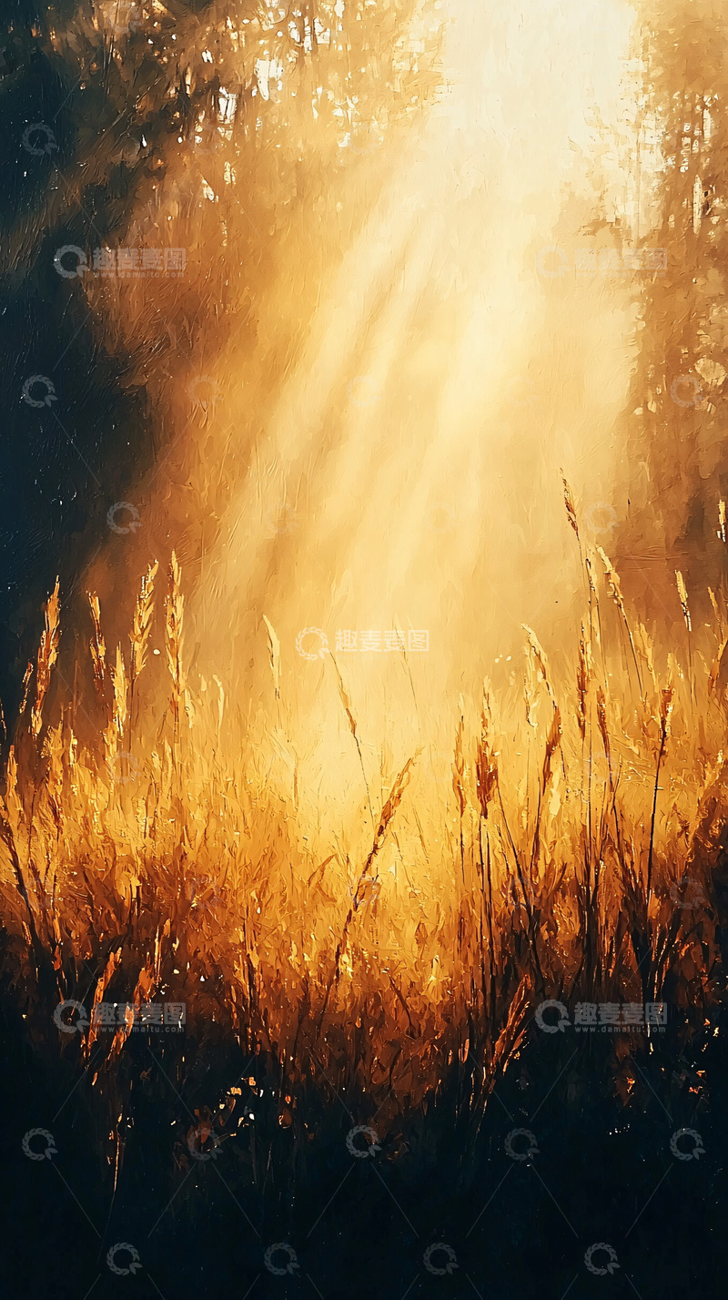 高清大图下载【趣麦麦图】森林晨曦金色光芒