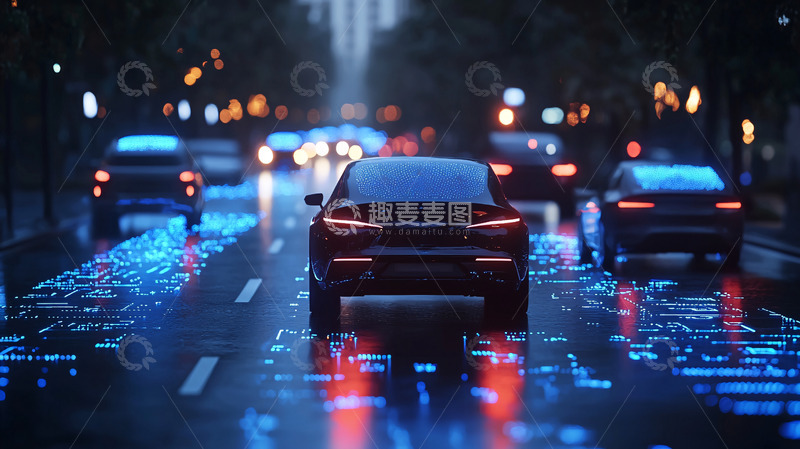 高清大图下载【趣麦麦图】夜间城市道路车辆行驶
