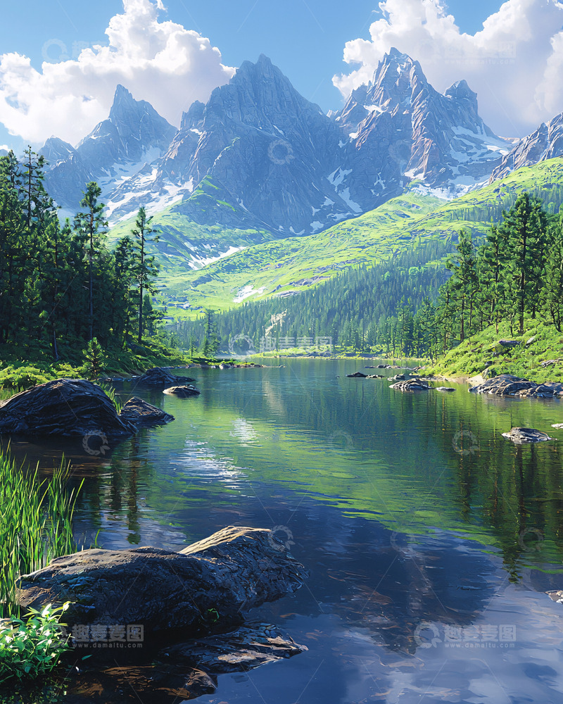 高清大图下载【趣麦麦图】雪山湖泊风景