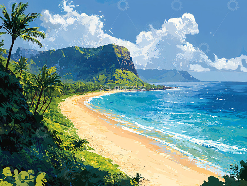 高清大图下载【趣麦麦图】热带海滩风景画