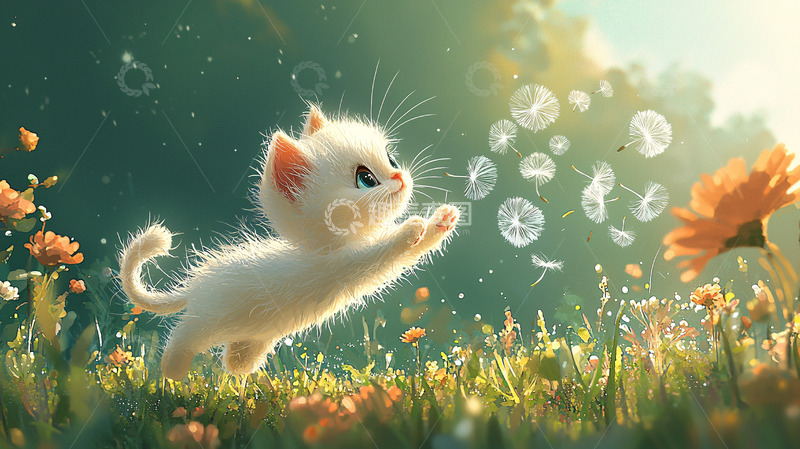 高清大图下载【趣麦麦图】可爱小猫玩泡泡