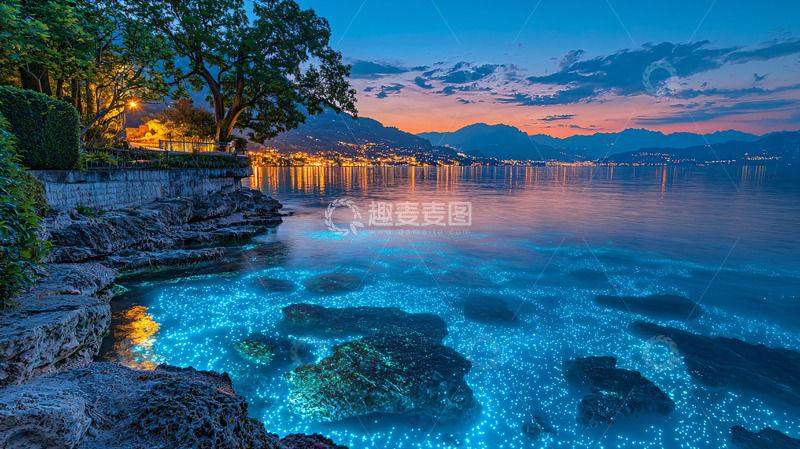 高清大图下载【趣麦麦图】傍晚海边岩石海岸线