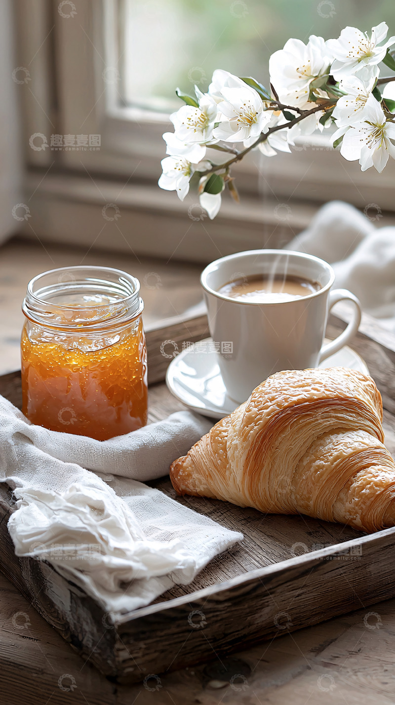 高清大图下载【趣麦麦图】早餐托盘上的惬意时光