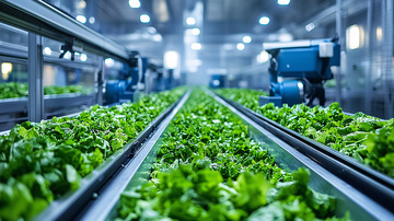 智能农业温室里种植的生菜