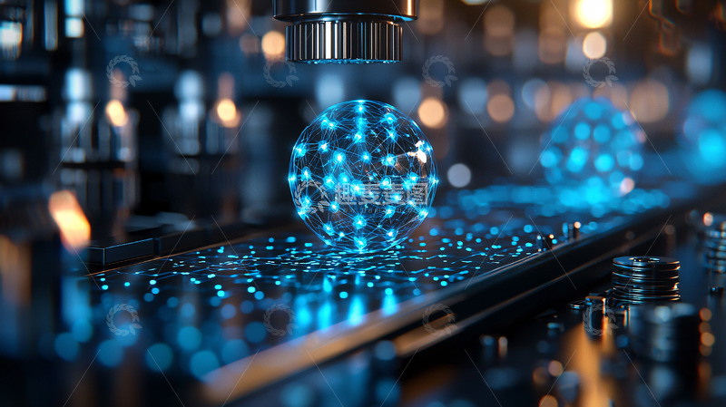 高清大图下载【趣麦麦图】流水线上的发光球体
