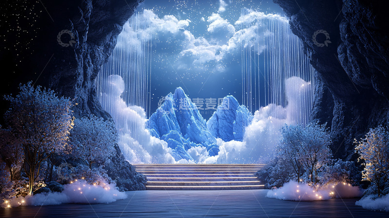高清大图下载【趣麦麦图】洞穴里的冰山云雾仙境