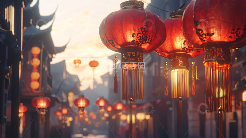 高清大图下载【趣麦麦图】中式街景