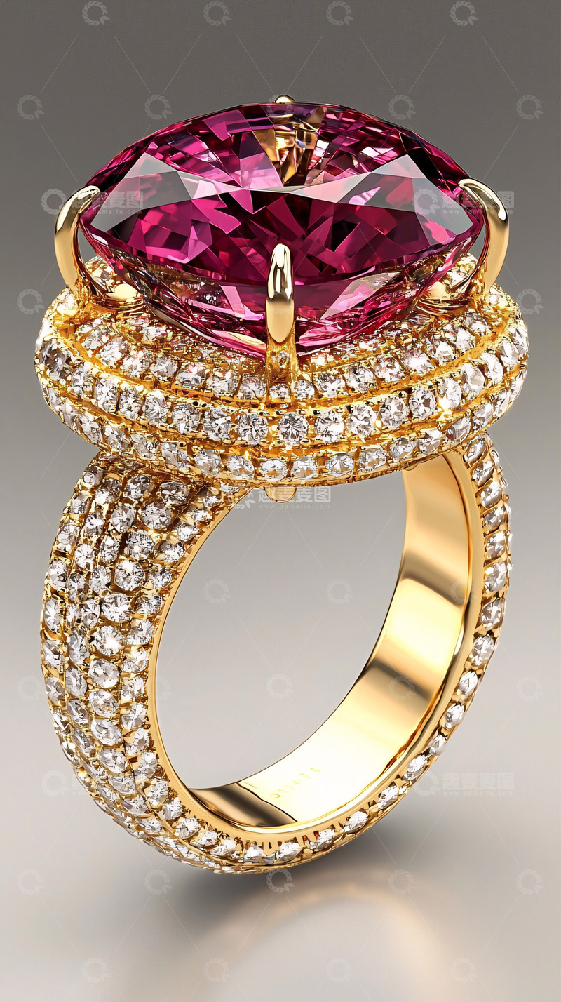 高清大图下载【趣麦麦图】奢华红宝石钻石戒指