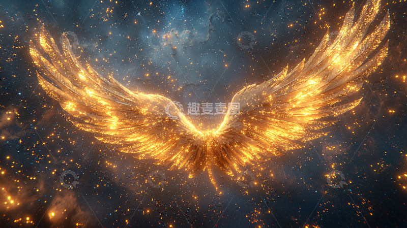 高清大图下载【趣麦麦图】金色翅膀在星空中闪耀