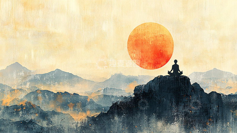 高清大图下载【趣麦麦图】日出山峰冥想