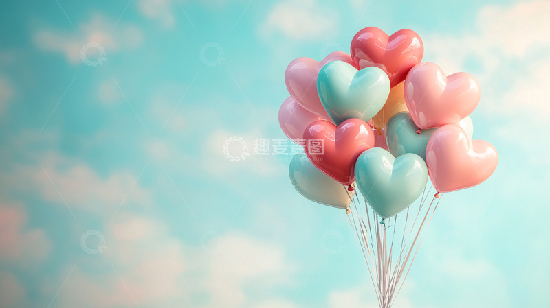 高清大图下载【趣麦麦图】彩色爱心气球