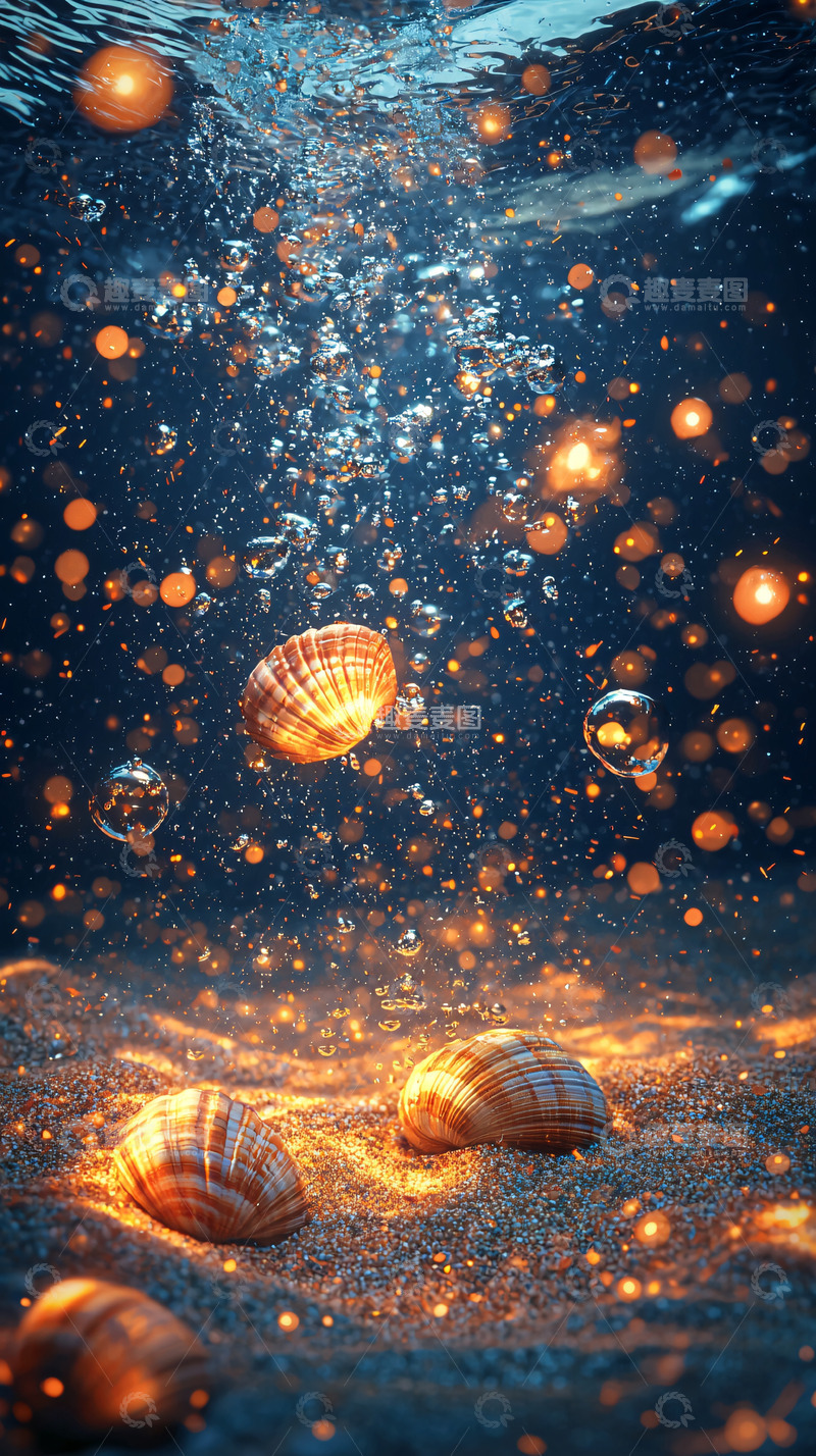 高清大图下载【趣麦麦图】水下贝壳梦幻场景