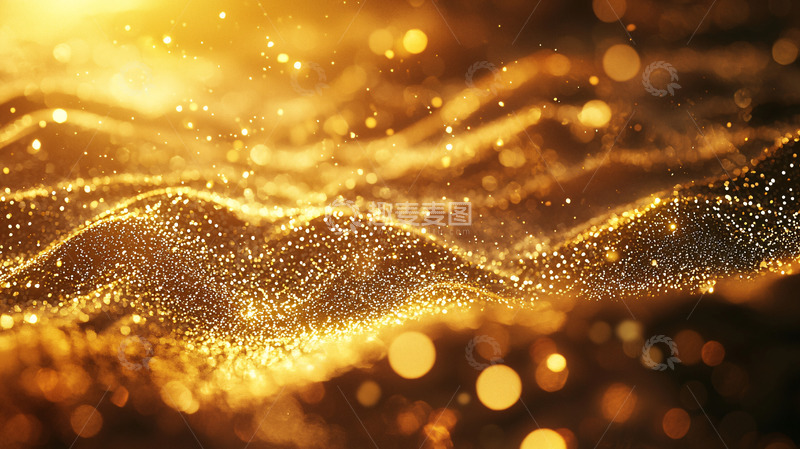 高清大图下载【趣麦麦图】金色波浪粒子背景