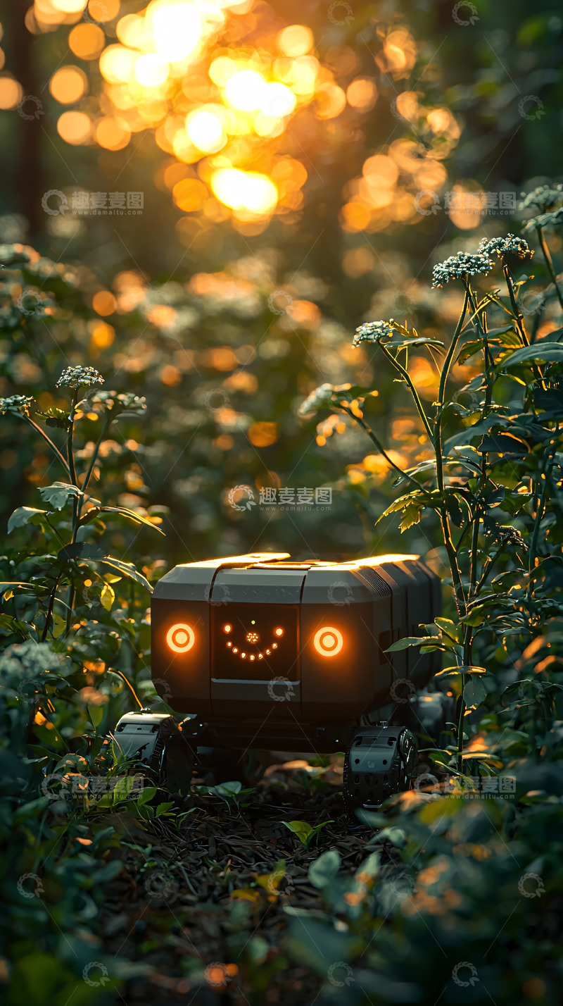 高清大图下载【趣麦麦图】森林黄昏机器人