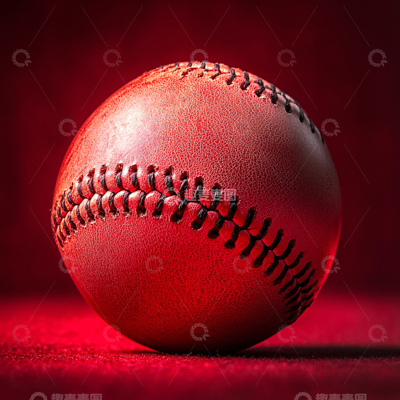 高清大图下载【趣麦麦图】红色背景下的棒球