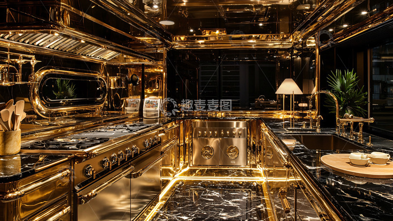 高清大图下载【趣麦麦图】奢华金色厨房