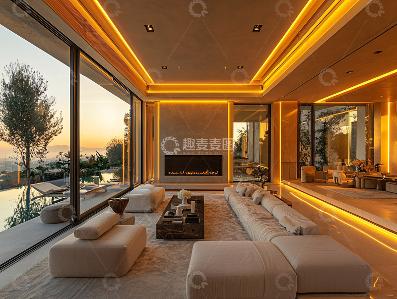 高清大图下载【趣麦麦图】现代简约别墅客厅