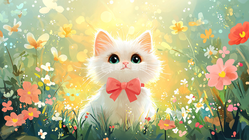 高清大图下载【趣麦麦图】小猫花丛中阳光写真
