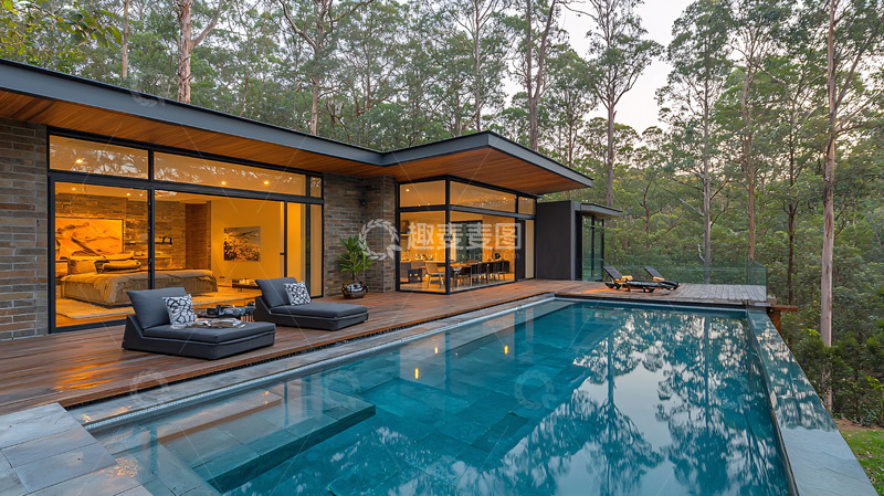 高清大图下载【趣麦麦图】现代泳池别墅