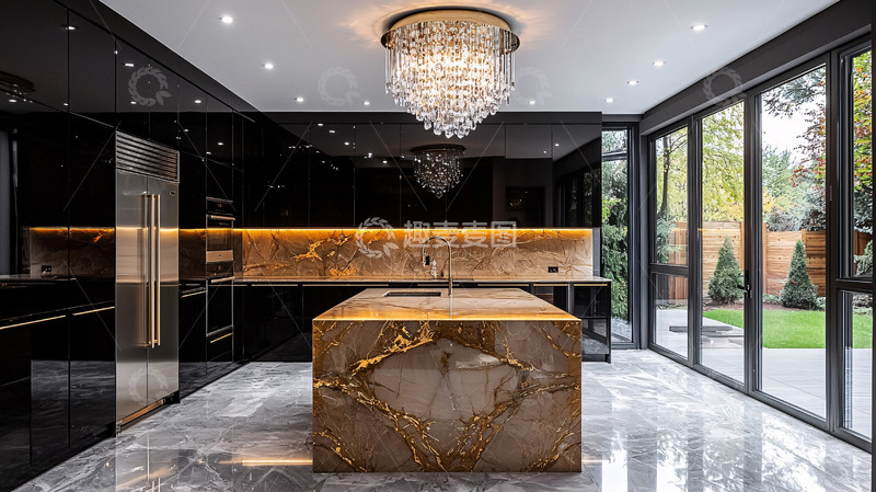 高清大图下载【趣麦麦图】奢华现代黑色系厨房