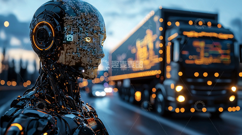 高清大图下载【趣麦麦图】未来主义机器人卡车