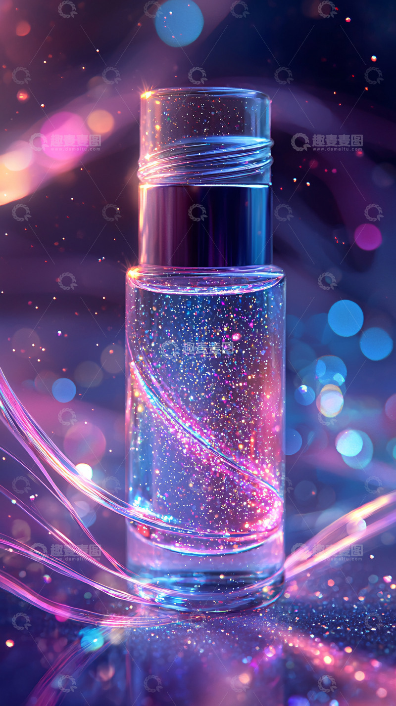 高清大图下载【趣麦麦图】梦幻光晕下的透明瓶子