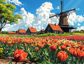 郁金香田园风光