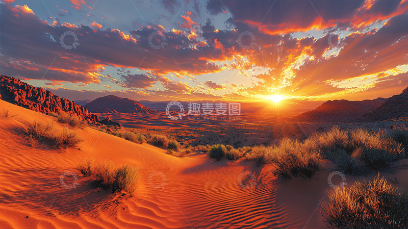 高清大图下载【趣麦麦图】沙漠日落