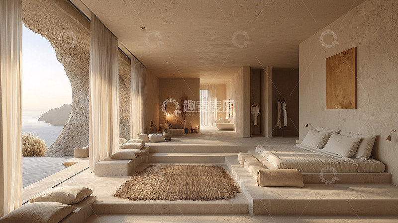 高清大图下载【趣麦麦图】洞穴酒店海景卧室