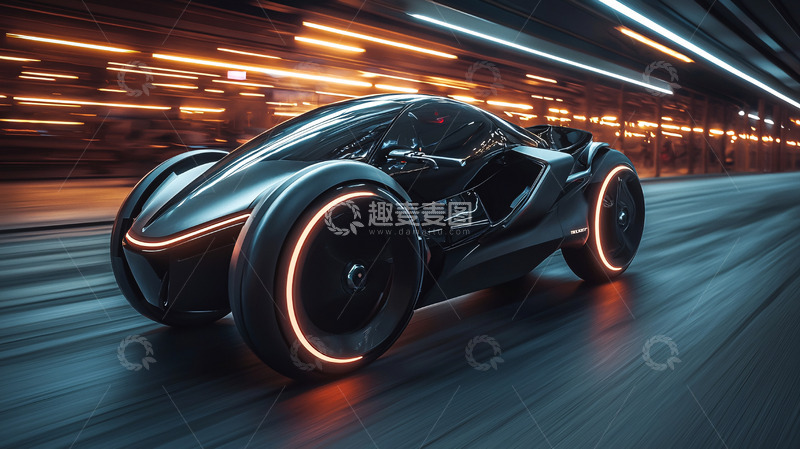 高清大图下载【趣麦麦图】未来感汽车在快速行驶中