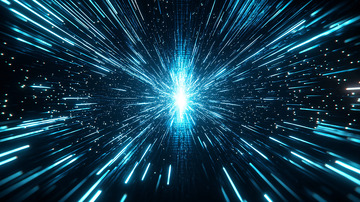 蓝色光线汇聚中心点