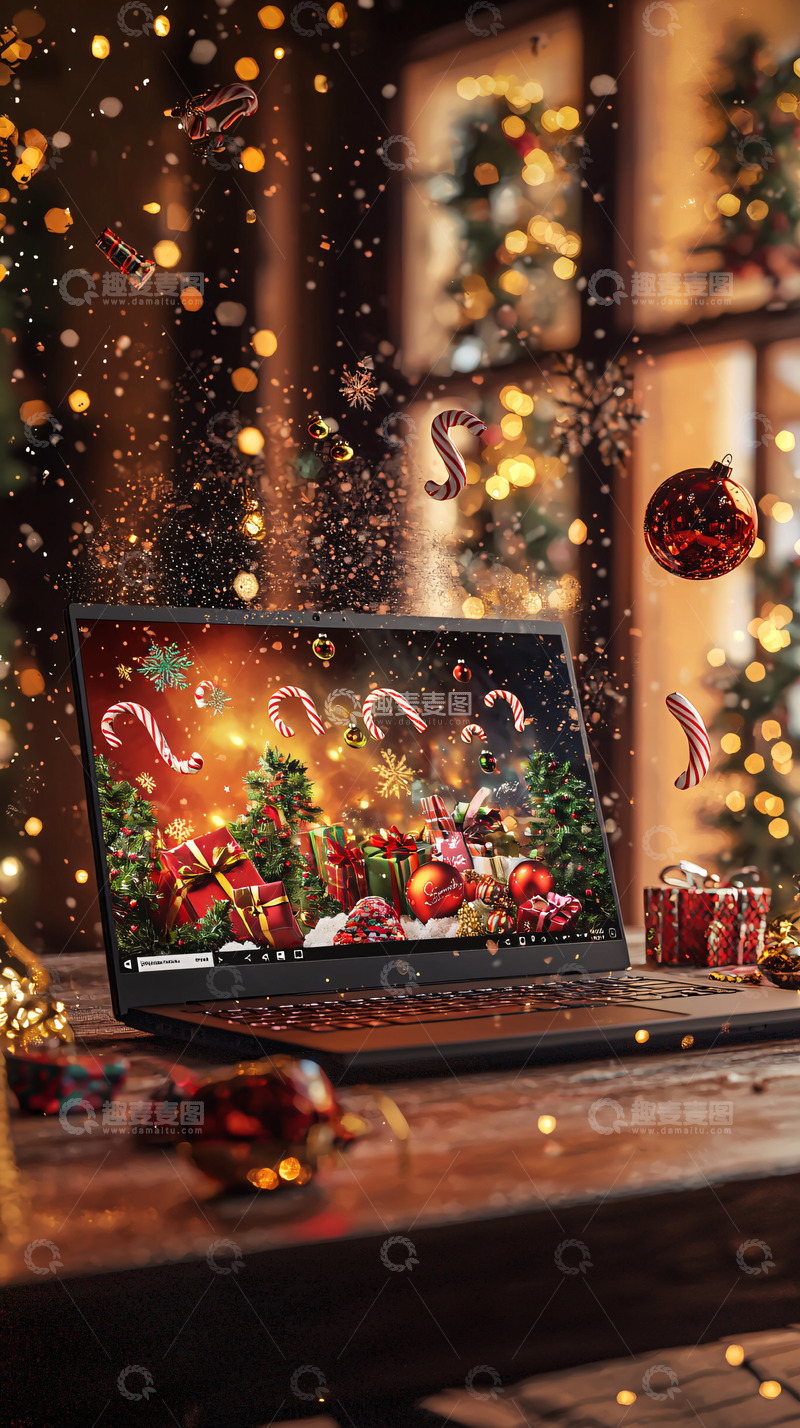 高清大图下载【趣麦麦图】圣诞节笔记本电脑