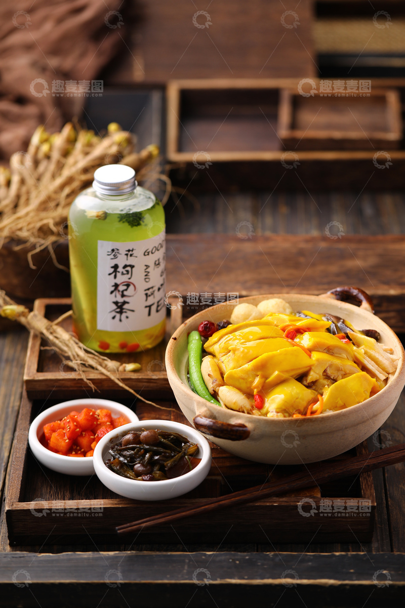 高清大图下载【趣麦麦图】招牌参鸡汤捞饭饮品套餐
