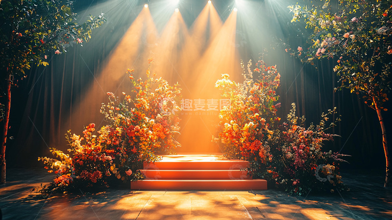 高清大图下载【趣麦麦图】舞台灯光花卉背景