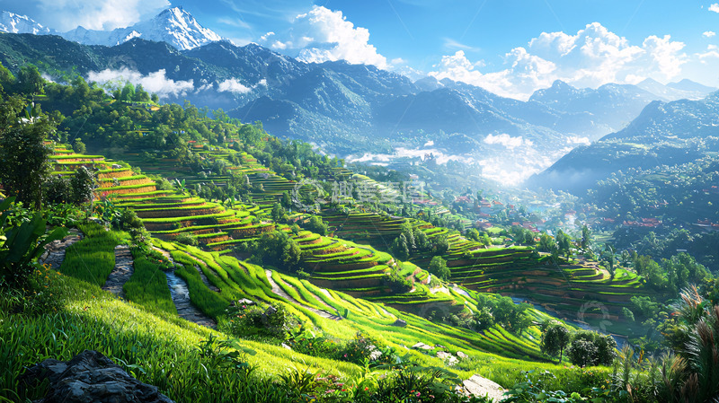 高清大图下载【趣麦麦图】山峦叠翠梯田美景