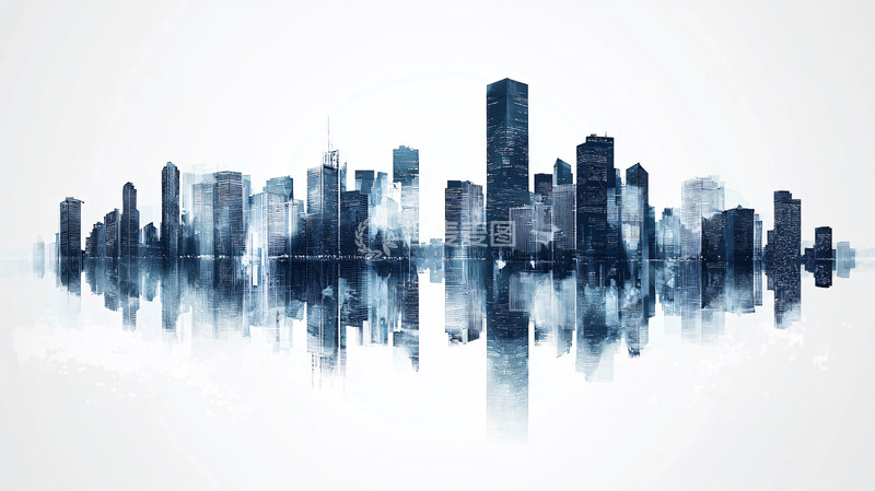高清大图下载【趣麦麦图】水墨城市剪影